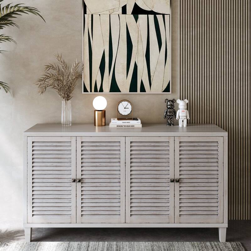 Accent Cabinet 4 Door Wooden Cabinet Sideboard Buffet Server Cabinet Storage Cabinet