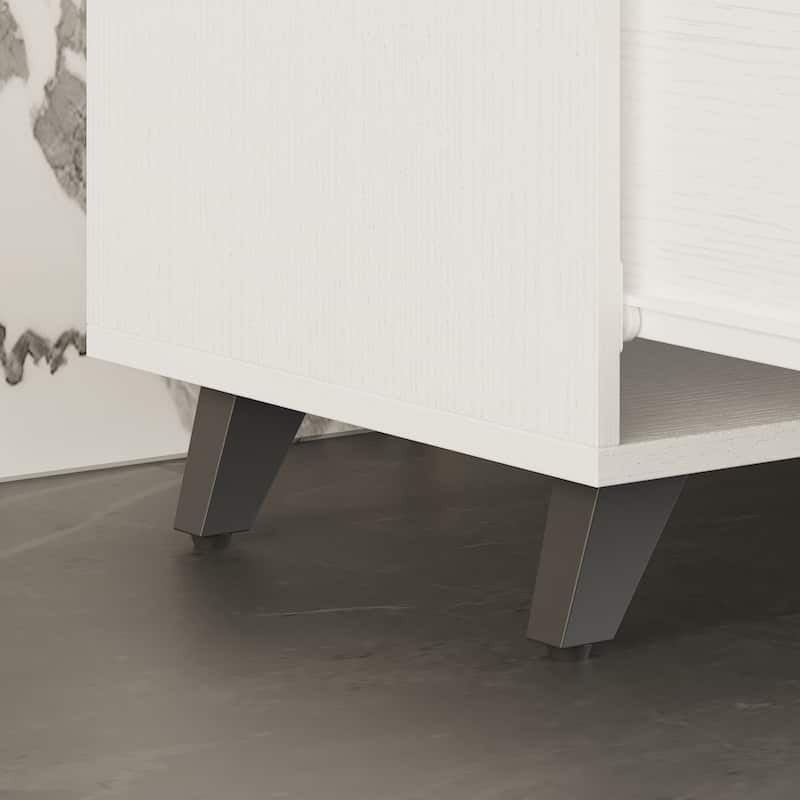 13.1"H Extendable Designs TV Stand with 4 Storage Drawer Black/White