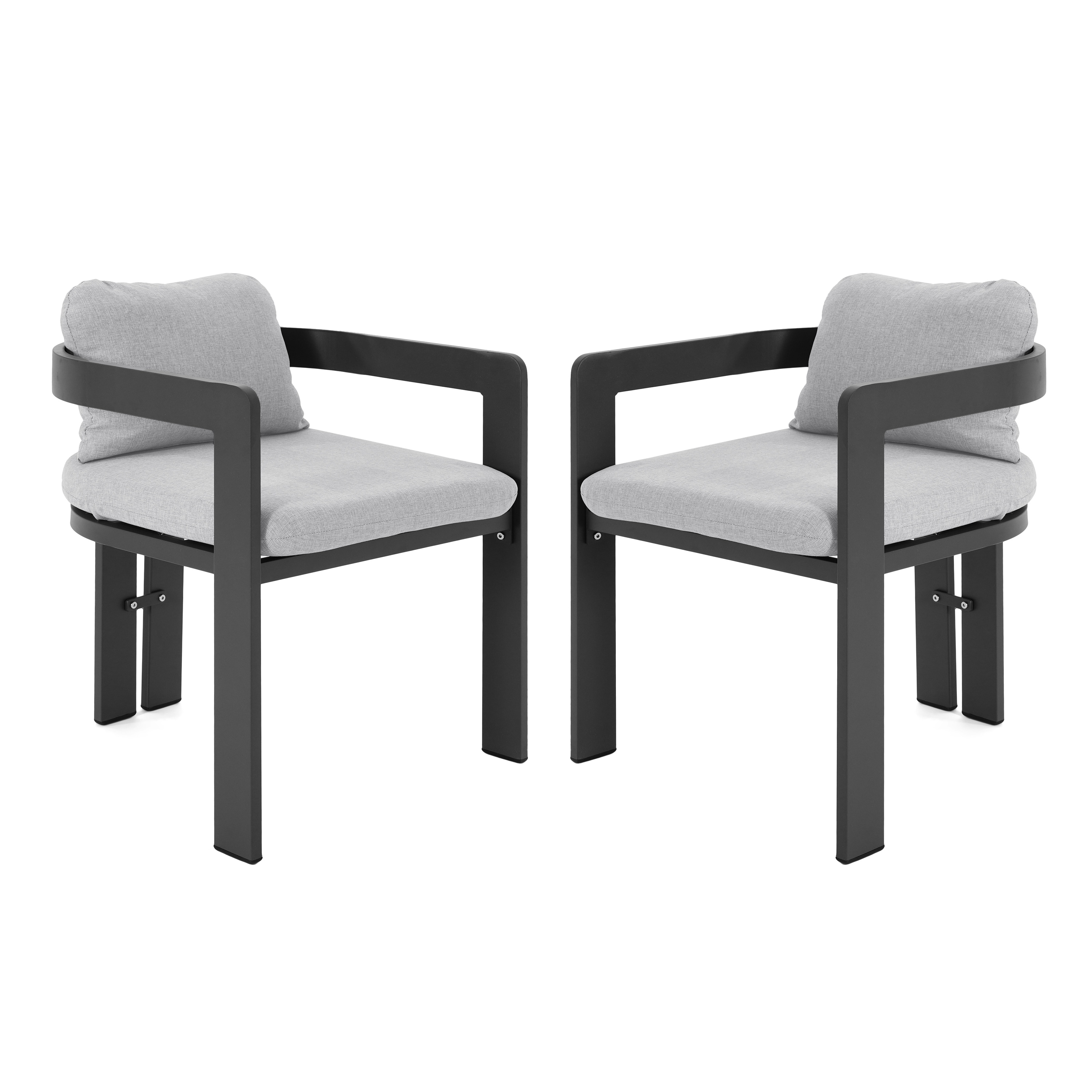 Roomfitters Pula Outdoor Aluminum Dining Chairs with Removable Cushions, Rust Proof, Set of 2