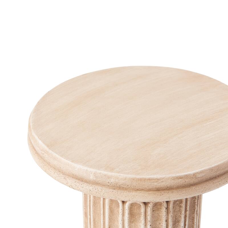 Christopher Knight Home - Ashmere Outdoor Handcrafted Greco-Roman MGO Pedestal Column Stand, Fluted Detailed Design - 19.25"H