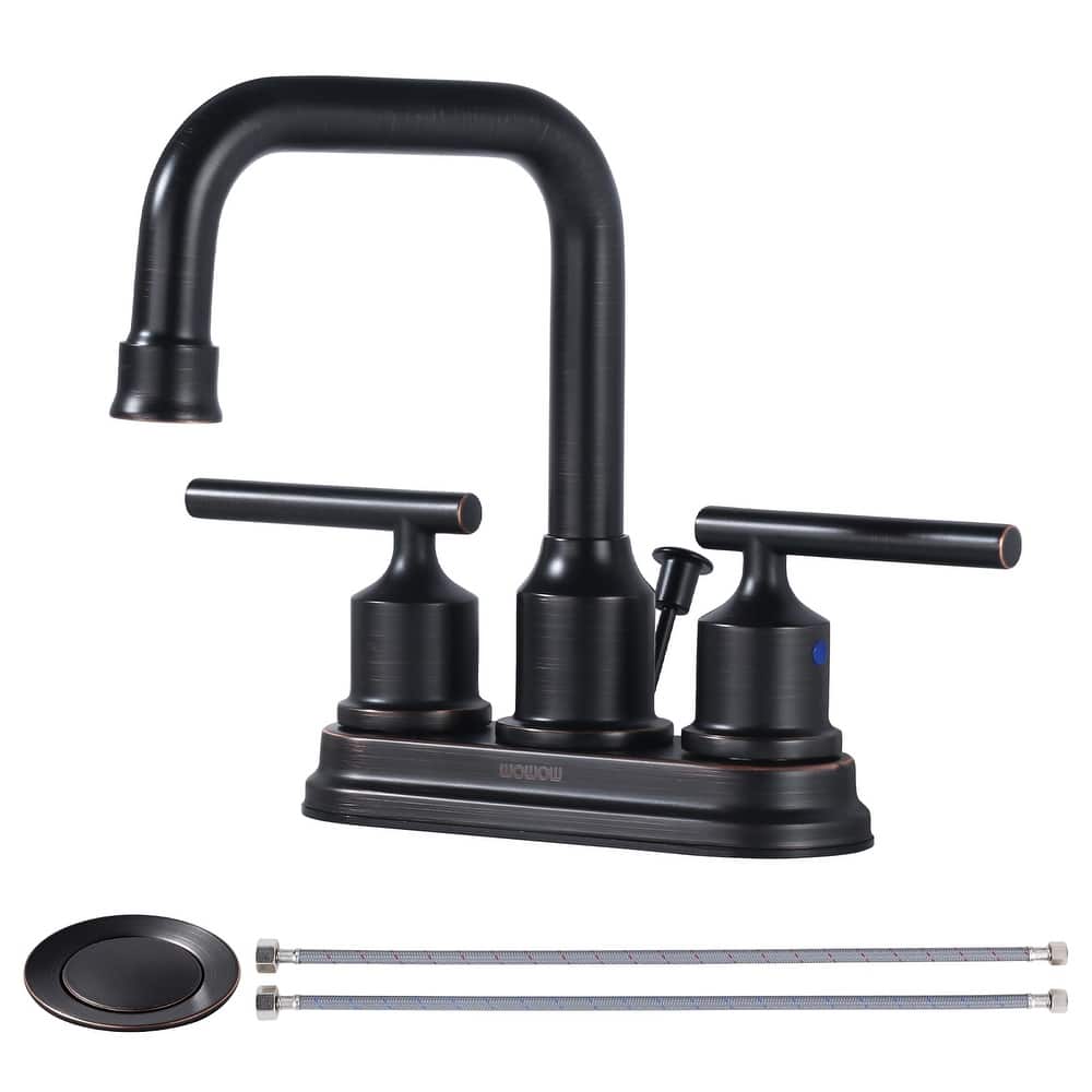 WOWOW 4 in. Centerset Double Handle Bathroom Faucet