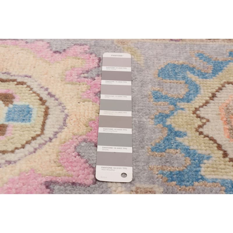 ECARPETGALLERY Hand-knotted Modern Oushak Grey Wool Rug - 2'4 x 8'0