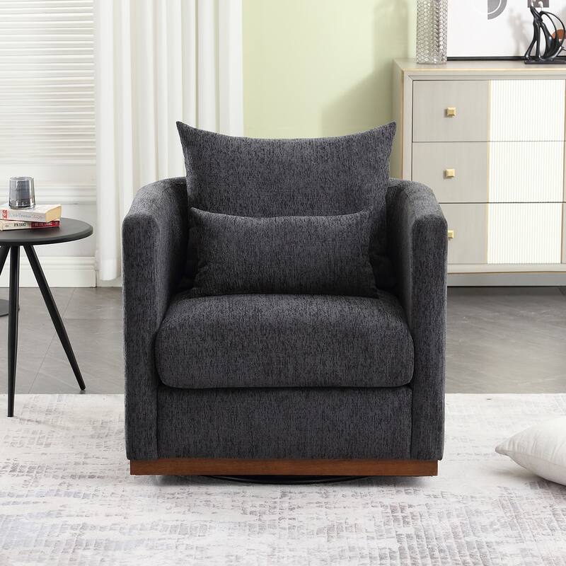 GDFStudio - Harper Chenille Swivel Barrel Chair with Sturdy Metal Base and Ergonomic Design