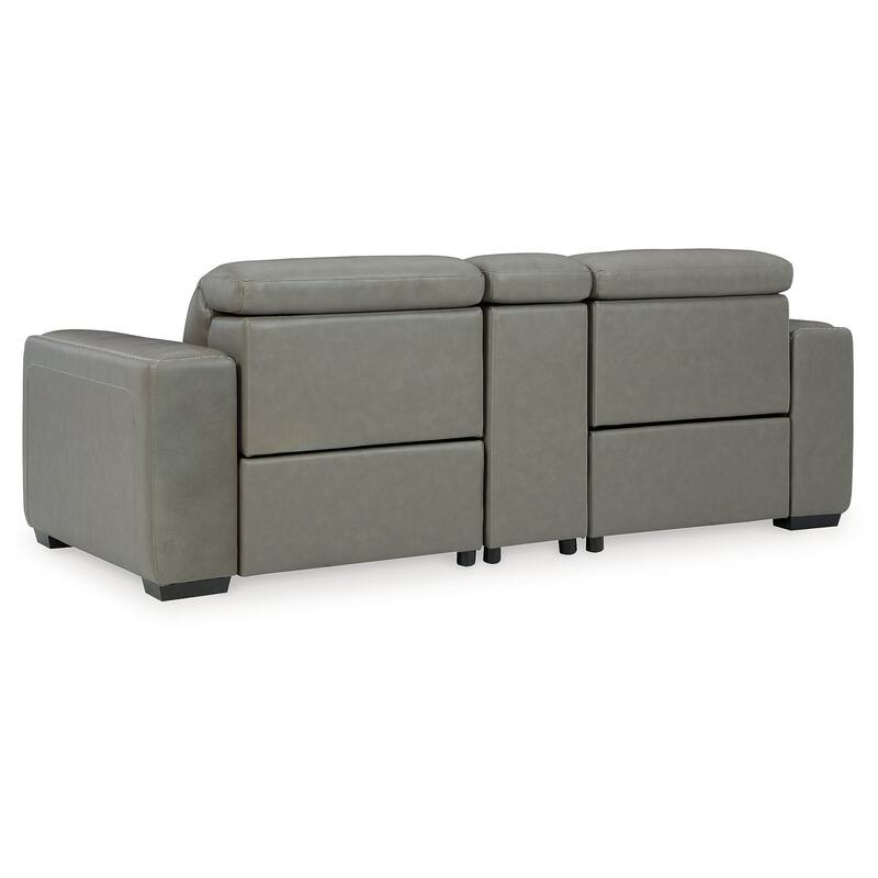 Signature Design by Ashley Correze Gray 3-Piece Power Reclining Sectional Loveseat with Console - 88.5"W x 41"D x 33.25"H