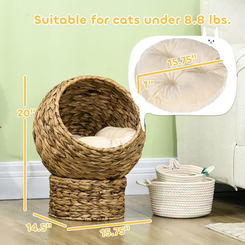 Pawhut Banana-Leaf Condo Pod Elevated Cat Bed