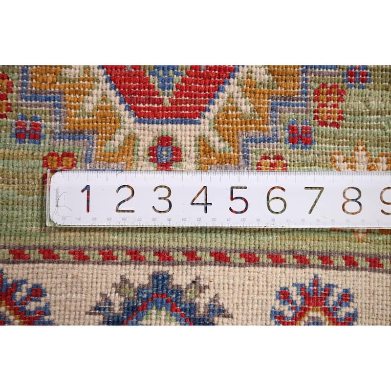 Green Kazak Oriental Accent Rug Hand-Knotted Wool Carpet - 1'11" x 3'1"