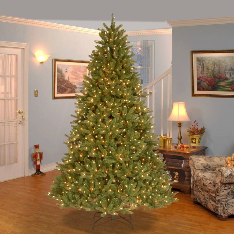 National Tree Company 7.5 ft. 'Feel-Real' Grande Fir Medium Hinged Tree with 750 Clear Lights - 7.5 Foot