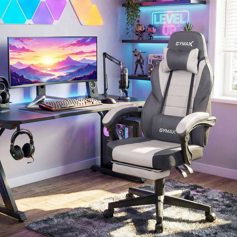 Gymax Gaming Chair w/ Headrest Reclining Backrest Lumber Support