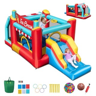 Costway Inflatable Bounce House 5-in-1 Ice Cream Jumping Castle