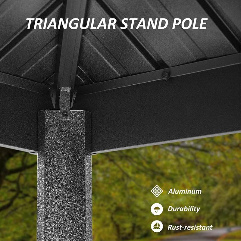 GDFStudio - Terry Outdoor BBQ Grill Gazebo with Hardtop Roof and Shelves, Aluminum Frame Patio Canopy