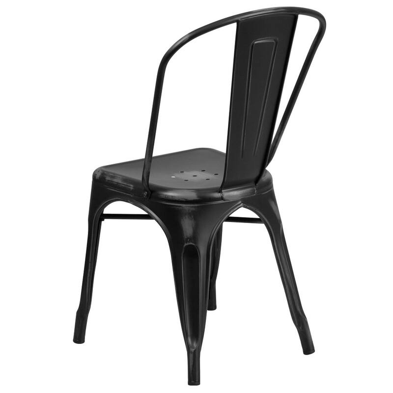 Distressed Metal Indoor/ Outdoor Stackable Chair