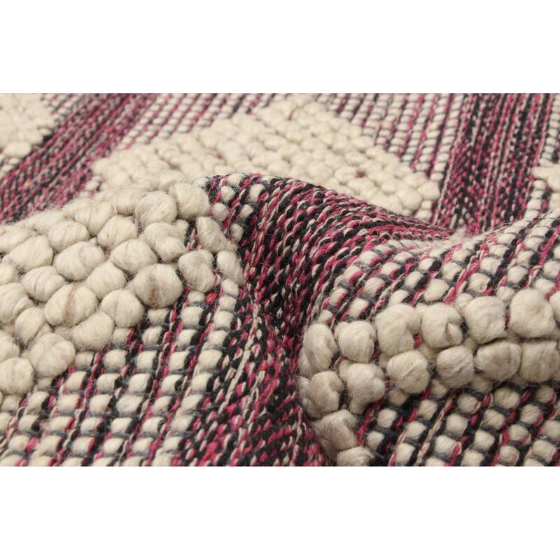 ECARPETGALLERY Braid weave Sienna Cream, Pink Wool Rug - 4'11 x 7'11