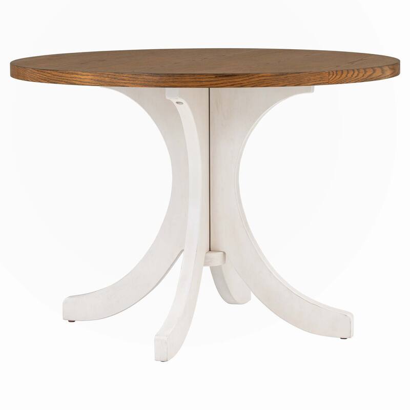 Mid-Century Solid Wood Round Dining Table, Walnut Table