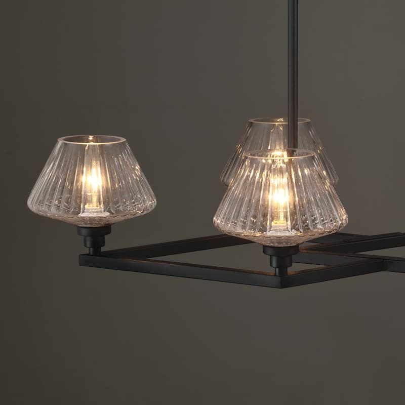 Acroma 8 - Light Steel & Glass Dimmable Chandelier