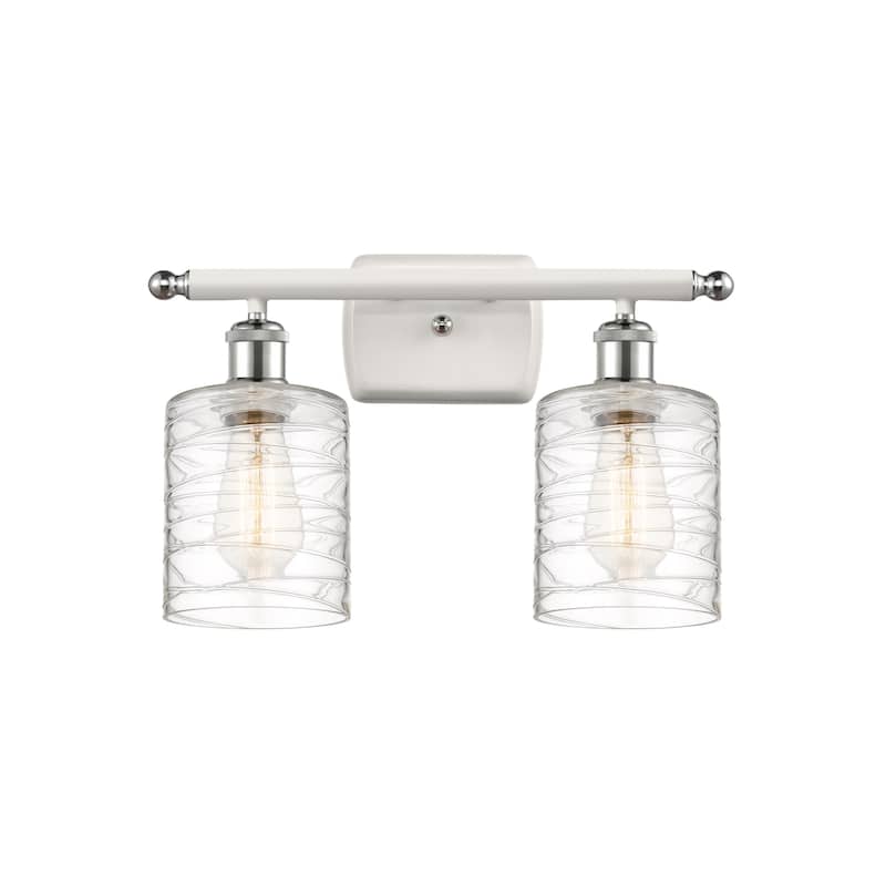 Innovations Lighting 516-2W-9-16 Cobbleskill Vanity Cobbleskill 2 - White and Polished Chrome / Deco Swirl