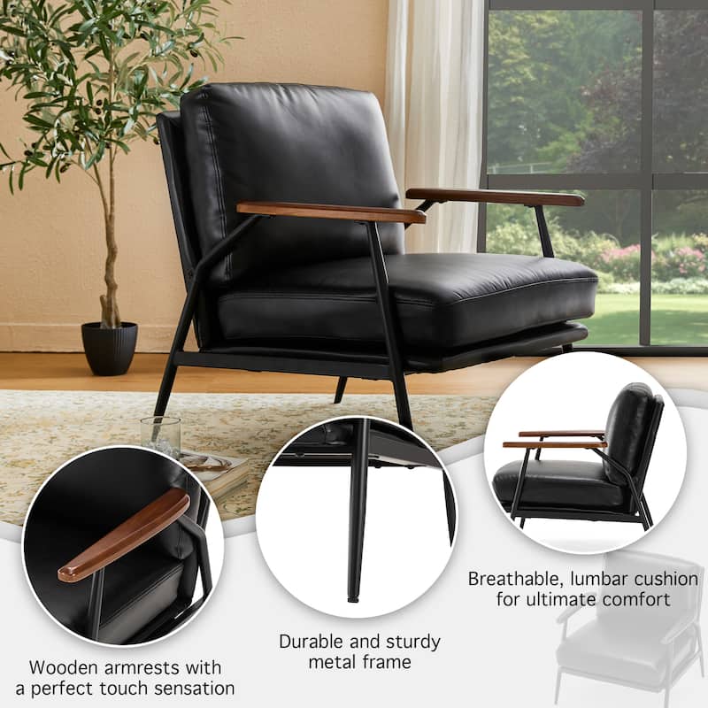 Glitzhome Set of 2 28"W Modern Soft PU Leather Accent Armchair - 28" W x 31" D x 30.75" H