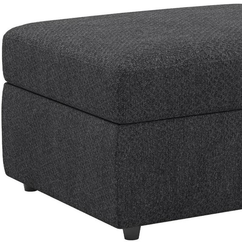 HomeRoots 30" Gray and Black Chenille Storage Ottoman