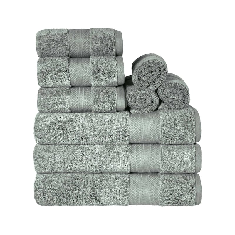 Superior Turkish Cotton 9 Piece Solid Plush Heavyweight Towel Set