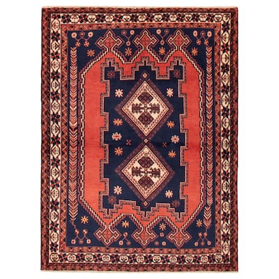 ECARPETGALLERY Hand-knotted Melis Vintage Navy Wool Rug - 5'1 x 7'0