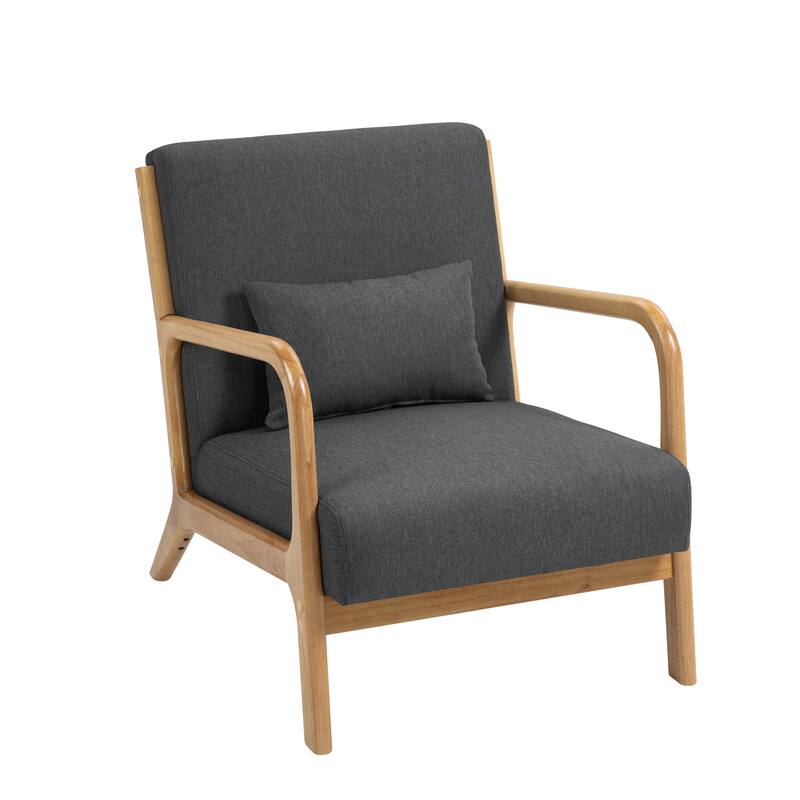 Mid-Century Modern Upholstered Accent Chair with Wood Frame