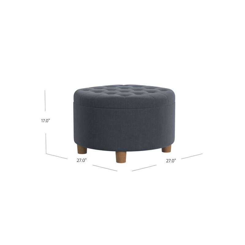 HomePop Button Tufted Round Storage Ottoman