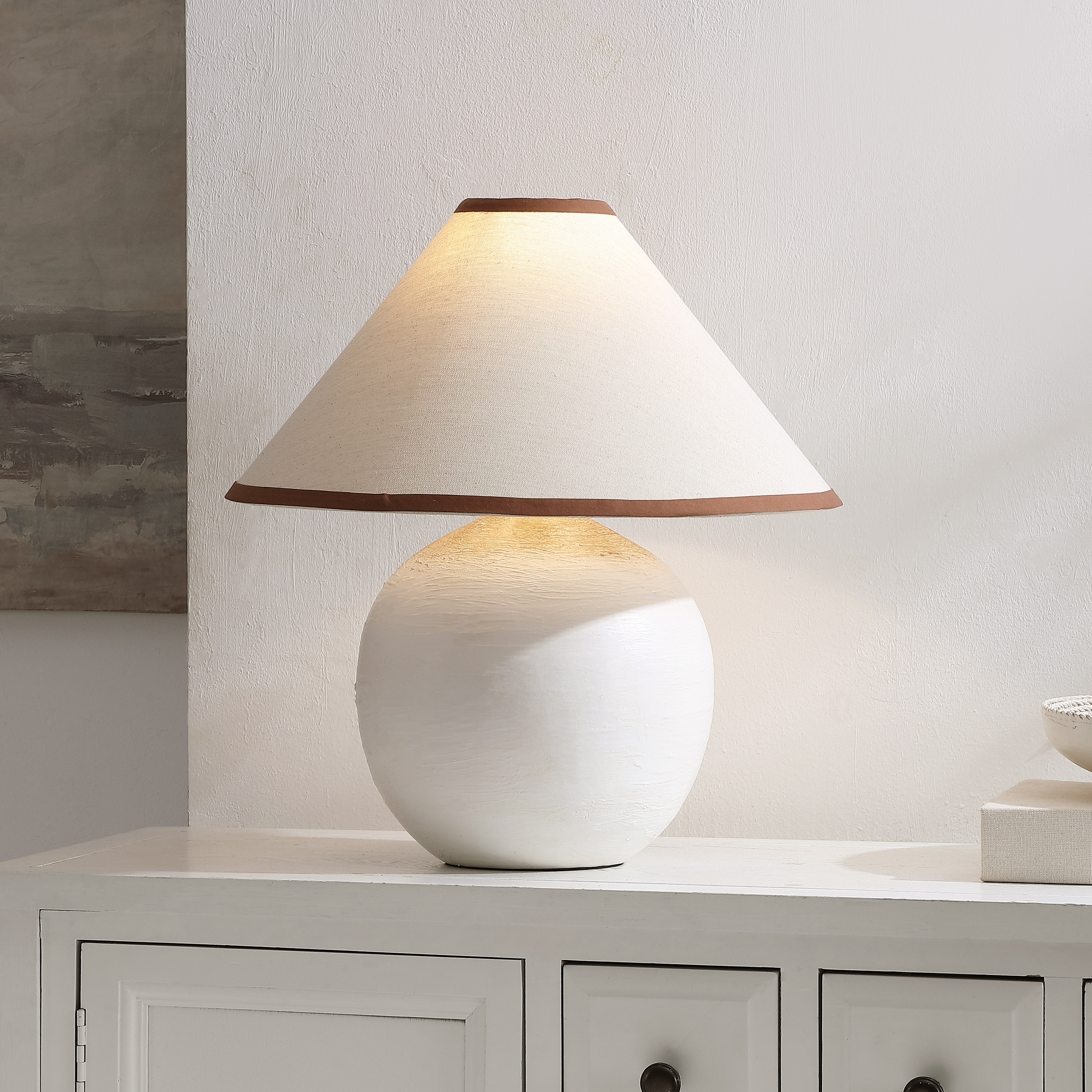 SAFAVIEH Lighting Daneela Scandinavian Ceramic Table Lamp, 18-Inch - 17"W x 17"D x 18"H