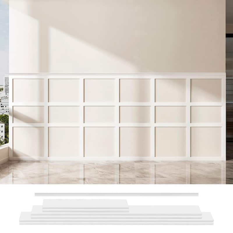 Art3d Pre-Cut Easy DIY PS Wainscoting Kit Board and Batten Kit, 12 or 25 panels