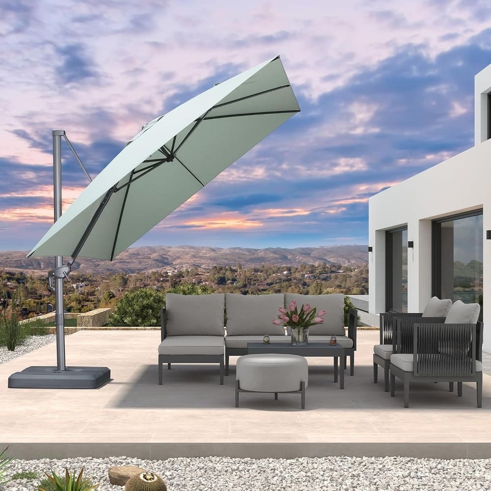 PURPLE LEAF 10 ft Stylish UV50+ Fade Resistant Patio Cantilever Umbrella with 360-degree Rotation
