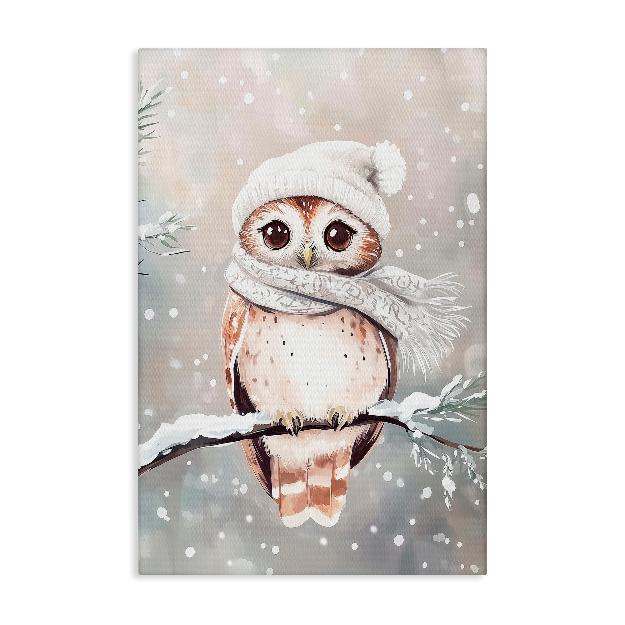 Stupell Cute Winter Owl Canvas Wall Art Design by Arlington Prints