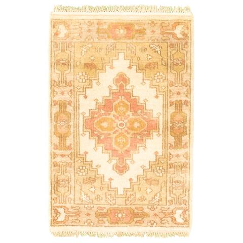 ECARPETGALLERY Hand-knotted Finest Agra Jaipur Olive Wool Rug - 2'0 x 3'0