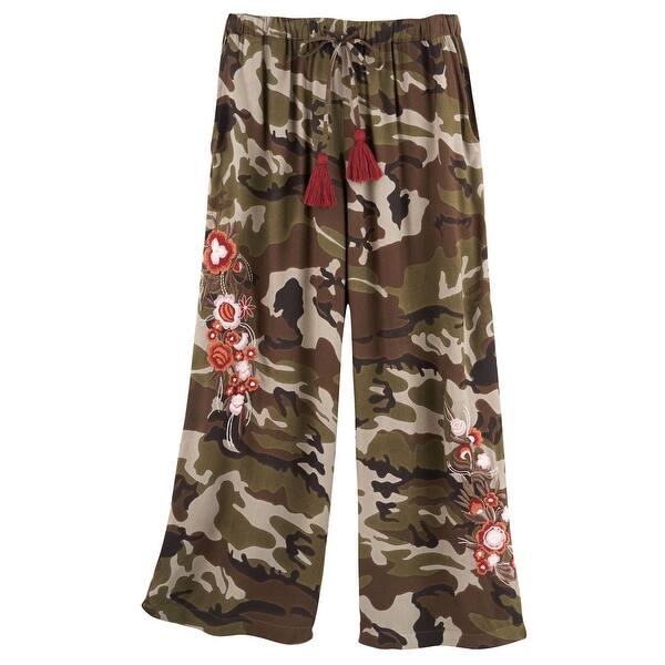 Shop Avani Del Amour Women S Camo Pants Floral Embroidered