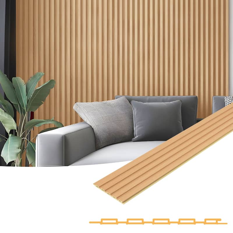 Art3d WPC Slat Wall Panels,3D Wall Accents for Interior Wall Decor,48in x 6in (Pack of 16)