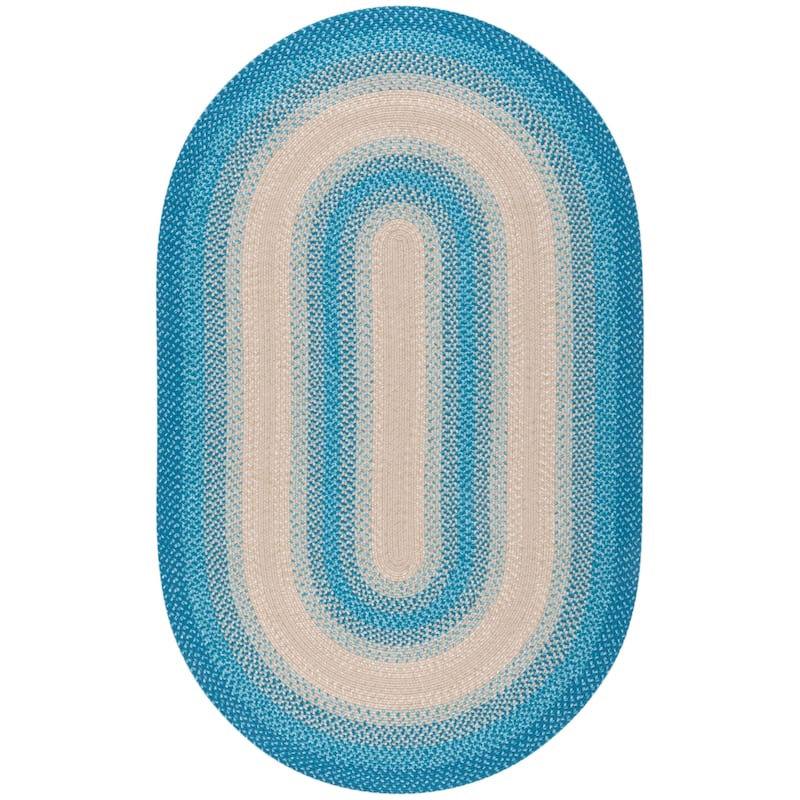 SAFAVIEH Handmade Braided Kita Country Rug - 6' x 9' Oval - Blue/Beige