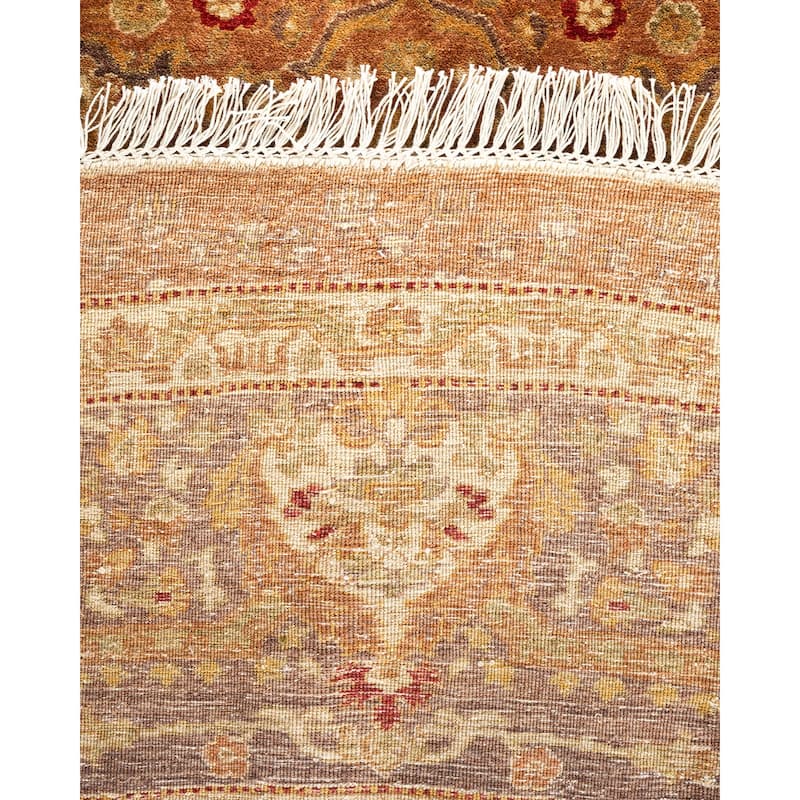 Overton Hand Knotted Wool Vintage Inspired Traditional Mogul Yellow Round Area Rug - 8' 1" x 8' 1"
