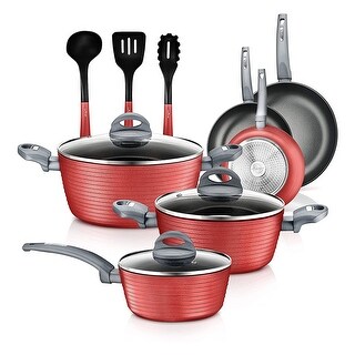 NutriChef Ridge Line Nonstick Kitchen Cookware Pots and Pan ...