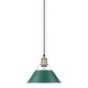 preview thumbnail 1 of 9, Golden Lighting Orwell Single Light 10" Wide Pendant in Aged Brass Aged Brass / Pine Green Shades