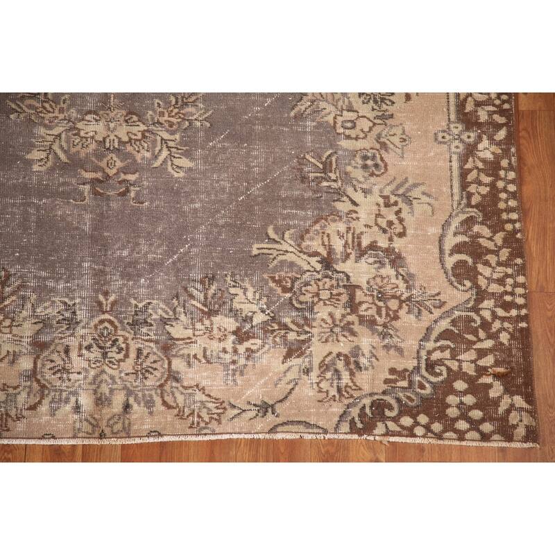 Distressed Sparta Turkish Vintage Area Rug Handmade Wool Carpet - 6'2"x 9'5"