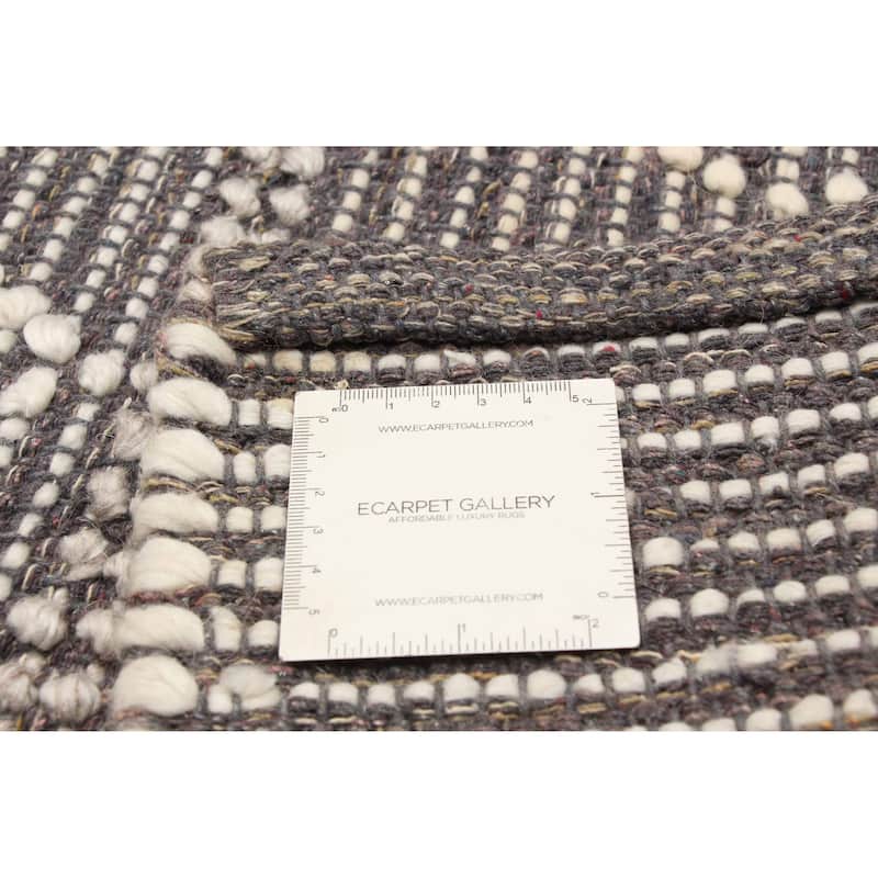 ECARPETGALLERY Braid weave Sienna Grey Wool Rug - 5'1 x 8'3