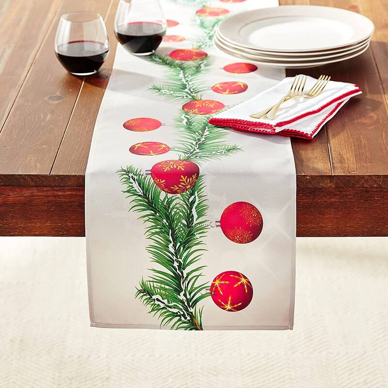 Violet Linen Seasonal Christmas Holiday Harmony Garland Table Runner
