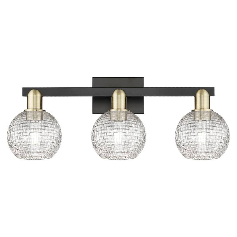 Innovations Lighting 716-3W-10-25 Athens Vanity Athens 3 Light 25" - Black Antique Brass / Clear Basketweave