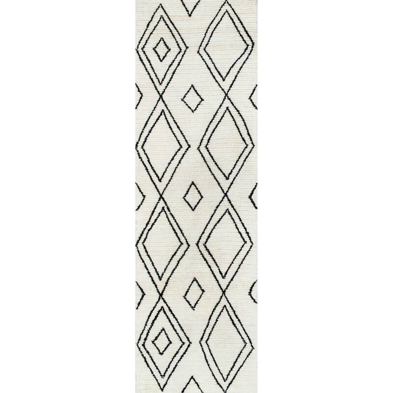 Nuloom Handmade Moroccan Diamond Trellis Wool Natural Rug