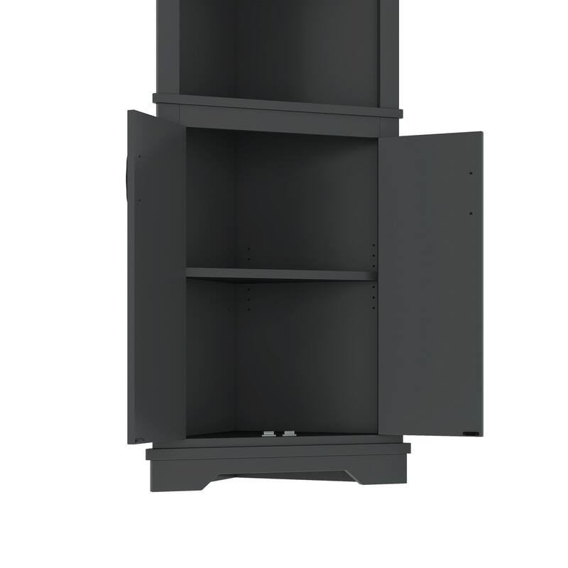 Tall Corner Cabinet with Doors for Living room, Bathroom, Dining Room or Kitchen