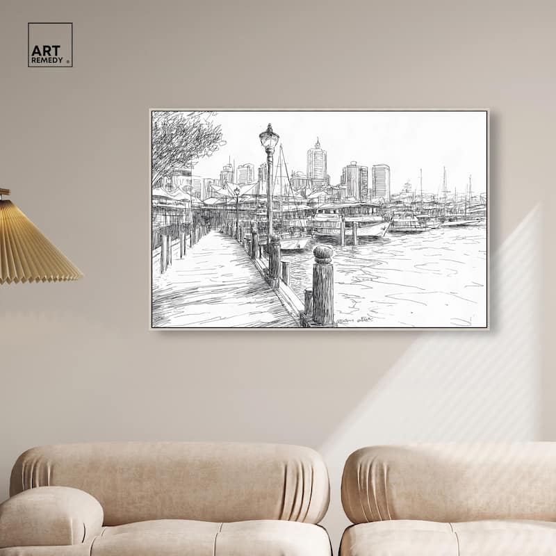 Harbour City Ink Canvas by Art Remedy