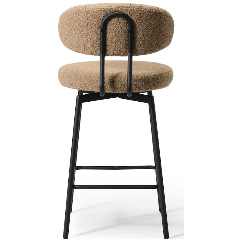 Bayville 27 Inch Faux Shearling Fabric Upholstered Swivel Counter Stool (Set of 2)