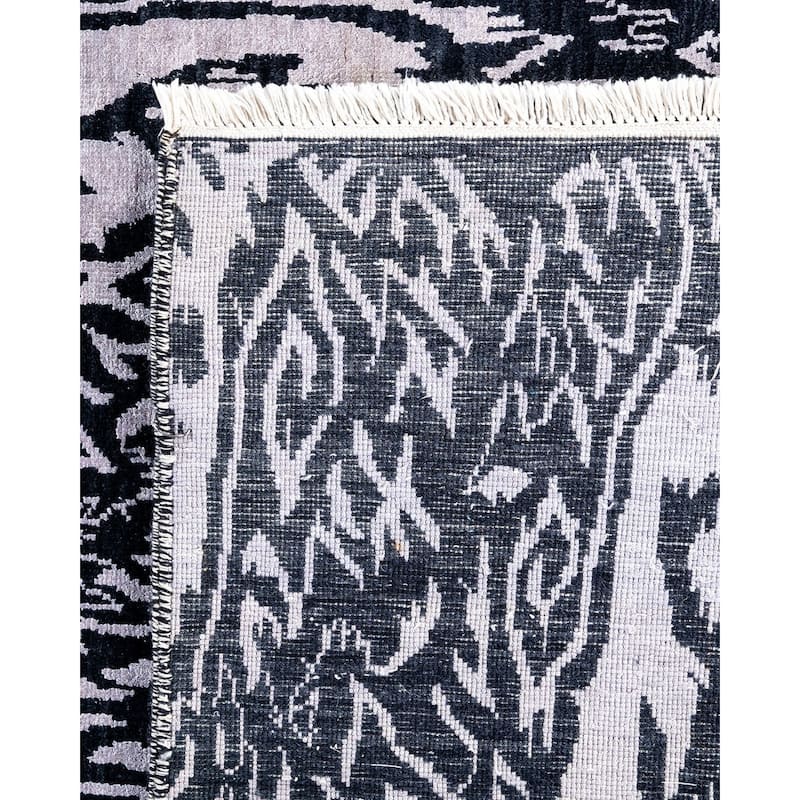 Ikat One-of-a-Kind Hand-Knotted Area Rug, Black - 8' 1" x 10' 4"