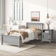 preview thumbnail 2 of 9, Farmhouse Barn Door Nightstand Bedside Table with Storage Open Compartment