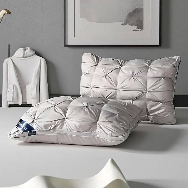 Set of 1/2 Pinch Pleat Pillows for Bed,Fluffy Down Alternative Pillow Soft Support Pillow for Side Sleeping - Set of 2