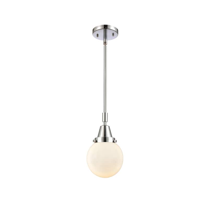 Innovations Lighting 447-1S-11-6 Beacon Pendant Beacon 6" Wide Mini - Polished Chrome / Matte White