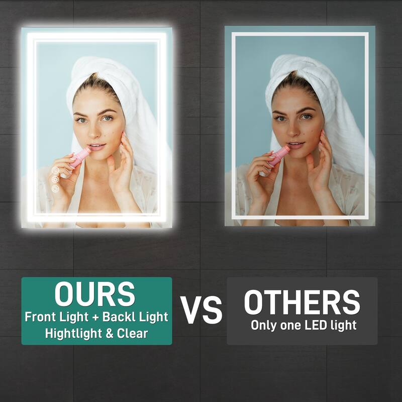 Durx-litecrete Inch Bathroom Vanity Mirror with Dual LED Light Strips