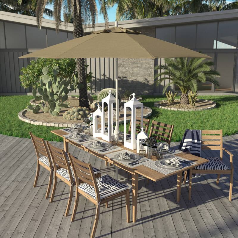 California Umbrella 9' Rd Golden State Series Patio Umbrella White Aluminum Frame Crank Lift Collar Tilt Olefin Royal Blue